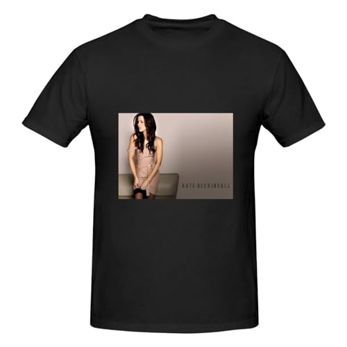 Kate Beckinsale T-Shirt Men's Basic Short Sleeve Actor Actress Tee Shirt Classic Basic Casual Top Black