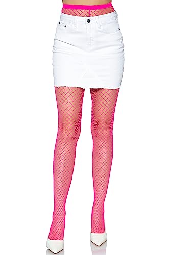 Leg Avenue Women's Spandex Industrial Fishnet Tights, Neon Pink, One Size