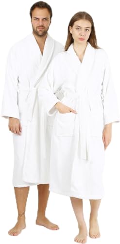 HALLEY Bathrobe for Women & Men - Lightweight, Soft & Quick Drying Turkish Terry Cotton Robe with Shawl Collar, Pockets & Tie