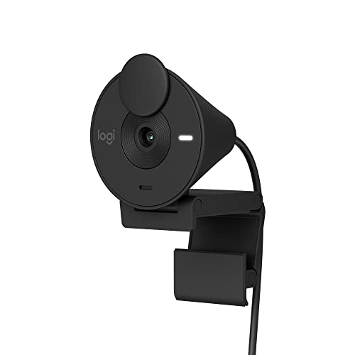 Logitech Brio 301 Full HD Webcam with Privacy Shutter, Noise Reduction Microphone, USB-C, certified for Zoom, Microsoft Teams, Google Meet, Auto Light Correction - Black
