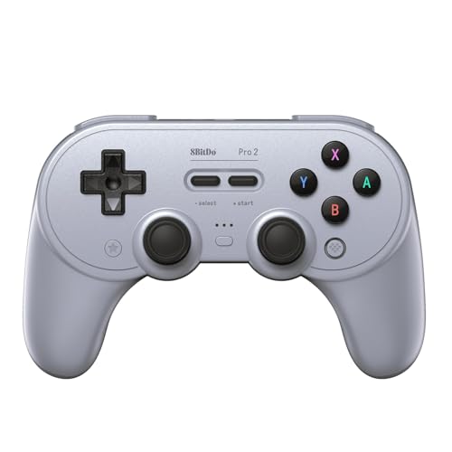 8Bitdo Pro 2 Bluetooth Controller - Hall Effect Joystick Update, for Switch, Windows, Apple, Android, Steam Deck, and Raspberry Pi (Gray Edition)