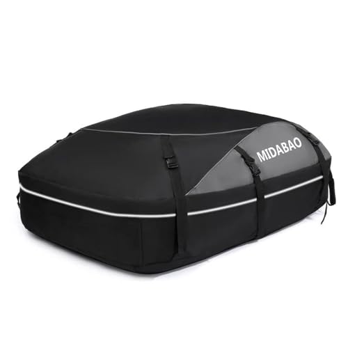 MIDABAO 20 Cubic Waterproof Duty Car Roof Top Carrier-Car Cargo Roof Bag Car Roof Top Carrier - Waterproof & Coated Zippers- includes Anti-Slip Mat- for Cars with or without Racks (20 Cubic Feet)