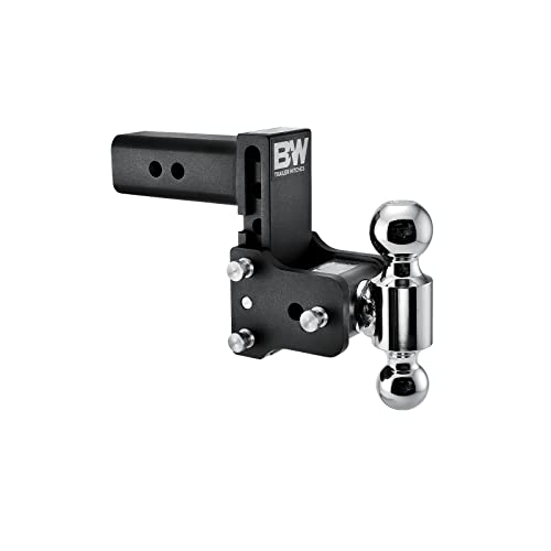 B&W Trailer Hitches Tow & Stow Adjustable Trailer Hitch Ball Mount - Fits 2.5' Receiver, Dual Ball (2' x 2-5/16'), 5' Drop, 18,000 GTW - TS20037B