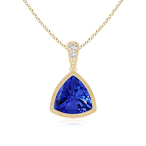 Angara Natural Tanzanite Dangle Drop Pendant Necklace for Women, Girls in 14K Yellow Gold (Grade-AAA | 7mm) December Birthstone Jewelry Gift for Her | Birthday | Wedding | Anniversary