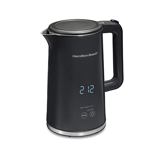 Hamilton Beach Digital Temperature Control Electric Tea Kettle, Hot Water Boiler & Heater 1.7L, 5 Preset Modes + Keep Warm, Fast Boil 1500 Watts, BPA Free, Cool-Touch Exterior, Black (41033)