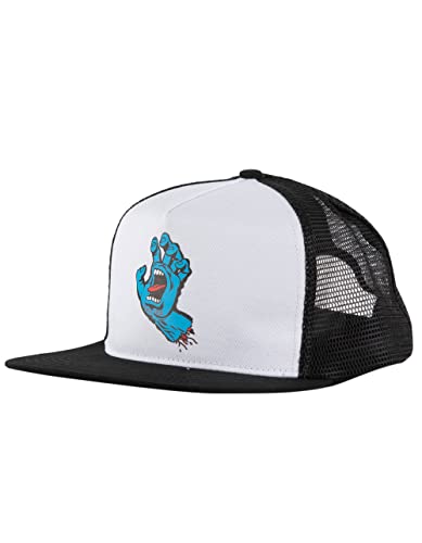 SANTA CRUZ High Profile Snapback Baseball Hat Screaming Hand Skate Hat - White/Black, Size: One Size