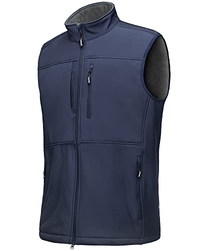 Outdoor Ventures Men's Running Vest Outerwear, Lightweight Windproof Fleece-Lined Softshell Sleeveless Jacket for Golf