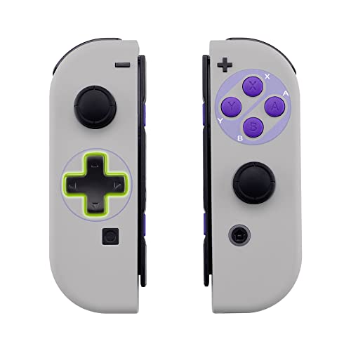 eXtremeRate Classics SNES Style Soft Touch Joycon Handheld Controller Housing (DPad Version) Full Buttons, Replacement Shell Case for Nintendo Switch & Switch Oled Joy-Con – Console Shell NOT Included