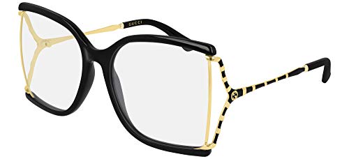 Gucci Butterfly Eyeglasses GG0592O 001 Black/Gold 60mm 592