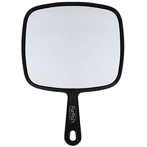 ForPro Professional Collection Extra Large Hand Mirror with Handle, 9' W x 12' L, Multi-Purpose Handheld Mirror with Distortion-Free Reflection, Black