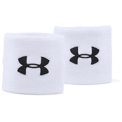 Under Armour Men's 3-inch Performance Wristband 2-Pack , White (100)/Black, One Size Fits All