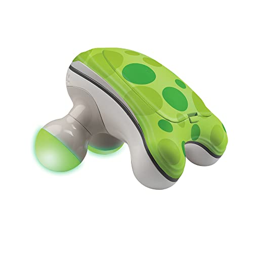 HoMedics Ribbit Mini Handheld Massager, Vibrating Electric Massager with Comfort Grip and LED Light, Batteries Included, Comes in variable colors, Green, Blue or Pink (Color May Vary)