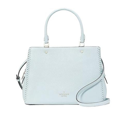 Kate Spade Leila Pebbled Leather Whipstitch Medium Triple Compartment Satchel (Dewy Blue)