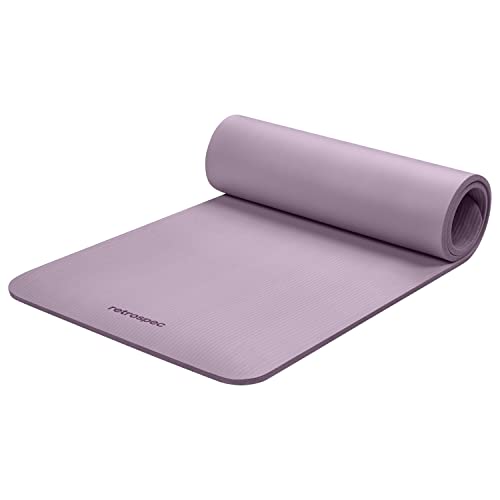 Retrospec Solana Yoga Mat 1/2' Thick w/Nylon Strap for Men & Women - Non Slip Excercise Mat for Yoga, Pilates, Stretching, Floor & Fitness Workouts, Violet haze