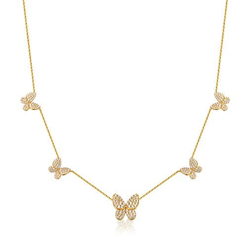SUNXN Butterfly Necklace Dainty Charm Choker Pendant Necklace for Women Girls Jewelry Birthday Gifts (Gold38)