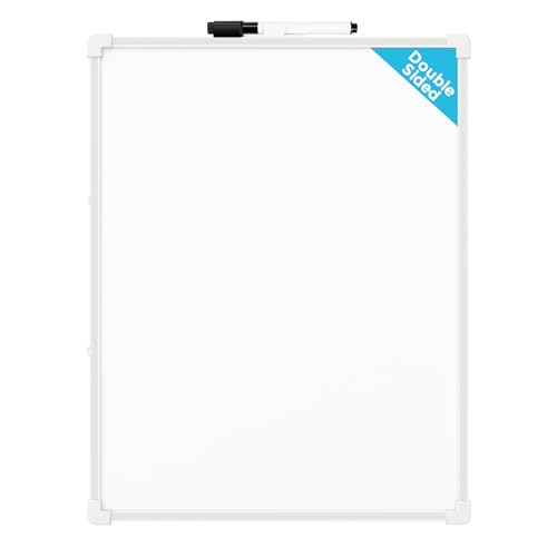 MaxGear Double-Sided Small Dry Erase Board, 14'x11' Mini Hanging Whiteboard, Dry Erase White Board with a Black Dry Erase Marker, Portable Whiteboard for Students - Planning, Drawing, Memo, to Do List