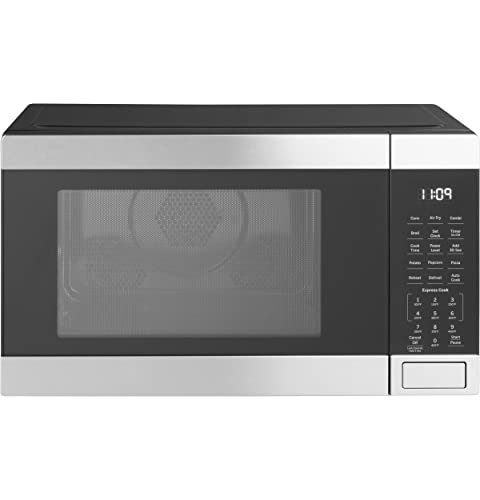 GE Countertop Microwave Oven, 1,150-watt Capacity, 1.6 Cubic Ft., 8 Auto Setting Cooking Settings. Fingerprint Resistant, Sensor Cooking Controls. Weight and Time Defrost Options. Black Stainless