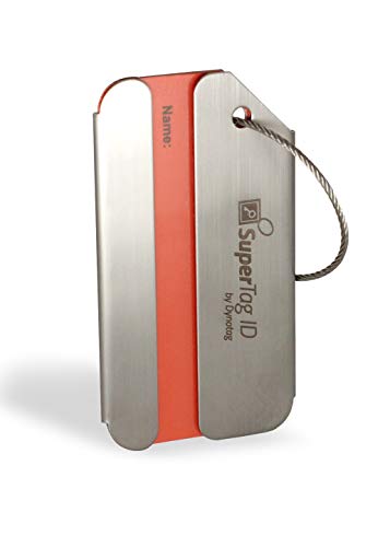 Dynotag Web Enabled Brushed Stainless Steel Smart Luggage ID Tag+ Steel Loop w. DynoIQ & Lifetime Recovery Service