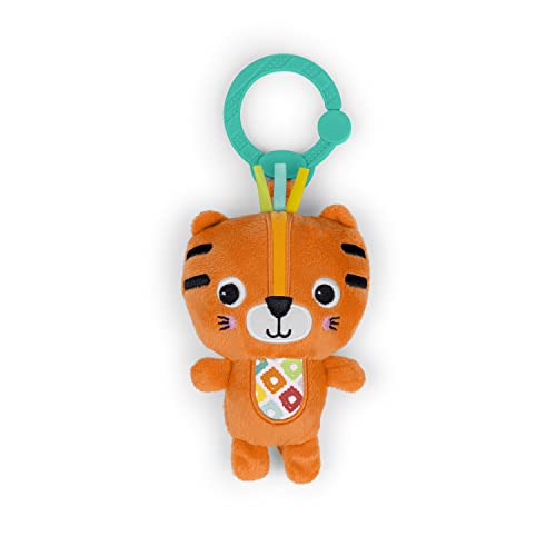 Bright Starts Jingle Joy Reach & Rattle Toy for Stroller - Tiger with Chime Sounds - Unisex, Newborn +