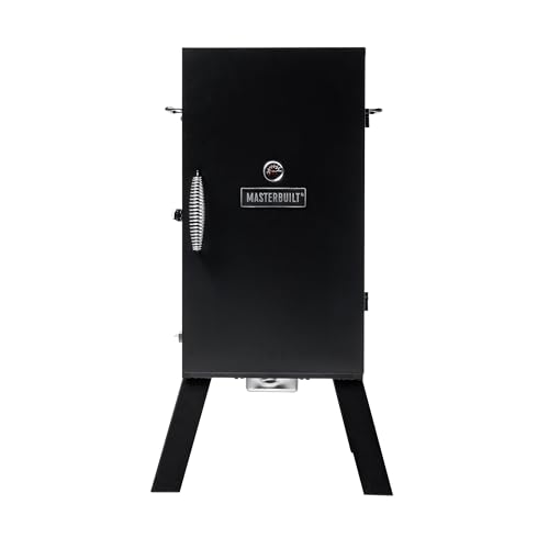 Masterbuilt 30-inch Electric Vertical BBQ Smoker with Analog Temperature Control, Chrome Smoking Racks and 535 Cooking Square Inches in Black, Model MB20070210