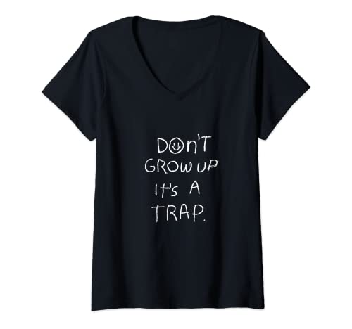 Womens Alternative Clothes Aesthetic Goth - Dont Grow Up Its A Trap V-Neck T-Shirt