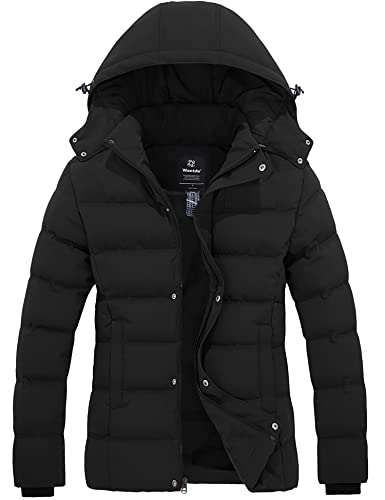 wantdo Women's Recycled Waterproof Puff Jacket Short Quilted Puffer Coat Black L