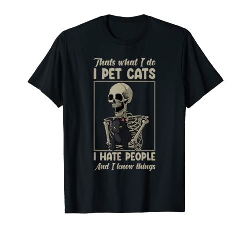 Skeleton Cat Kitten Lover Grumpy Skull Kitty Pet Owner T-Shirt