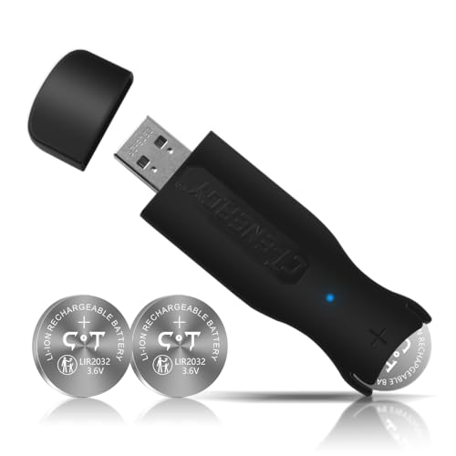 USB Li-Ion Coin Button Cells Charger with 2pcs of Rechargeable 2032 Battery Widely Charge LIR2032,LIR2016 and LIR2025