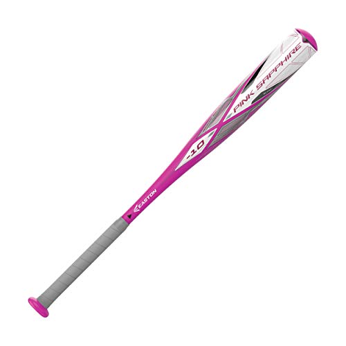 EASTON PINK SAPPHIRE -10 Girls / Youth Fastpitch Softball Bat | 2020 | 1 Piece Aluminum | ALX50 Military Grade Aluminum | Ultra Thin Handle | Comfort Grip | Approved All Fields, 28'/18 oz, Pink/White
