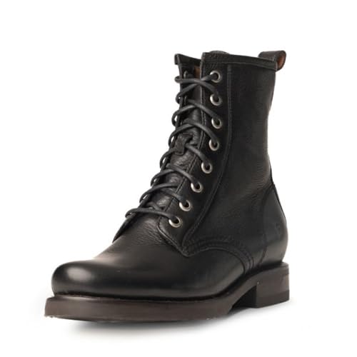 Frye Veronica Women’s Combat Boots Crafted from Hand-Burnished Vintage Italian Leather with Goodyear Welt Construction and Leather Lining – 6 ¾” Shaft Height, Black (Cubana Leather) - 7.5M
