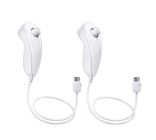Wii Nunchuck Controller White [2 Pack] (Renewed)