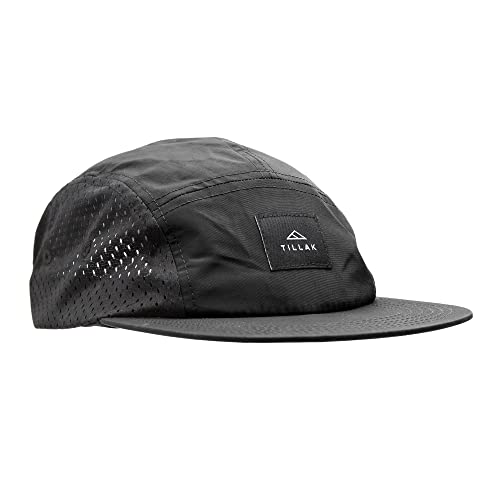 Tillak Wallowa Trail Hat, a Lightweight Nylon and Stretch Mesh 5 Panel Cap (Black)