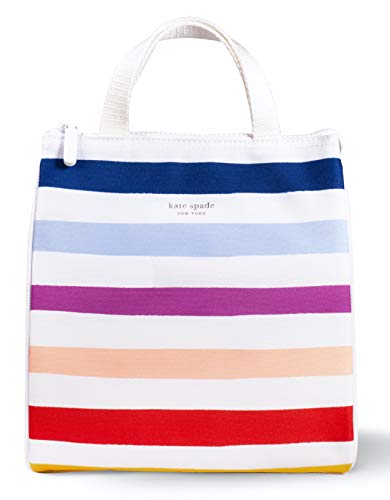 Kate Spade New York Cute Lunch Bag for Women, Large Capacity Lunch Tote, Adult Lunch Box with Silver Thermal Insulated Interior Lining and Storage Pocket, Candy Stripe