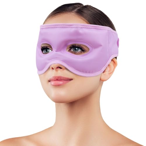 NEWGO Gel Eye Mask Reusable Cooling Eye Mak with Eye Holes, Cold Eye Mask Eye Ice Pack for Women Men, Cold Eye Compress for Puffy Eyes, Headache, Stress Relief, Dry Eyes Dark Circles (Purple)