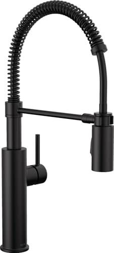 Delta Faucet Antoni Black Kitchen with Pull Down Sprayer, Commercial Style Sink Faucet, Faucets for Sinks, Single-Handle, Magnetic Docking Spray Head, 18803-BL-DST, Matte Black
