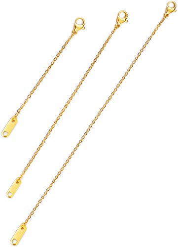Altitude Boutique 18k Gold Plated Necklace Extenders | Delicate Necklace Extender Chain Set for Women | 3 Piece Set, Hypoallergenic Extensions 2”, 4”, 6” Inches in Gold, Rose Gold, or Silver (Gold)