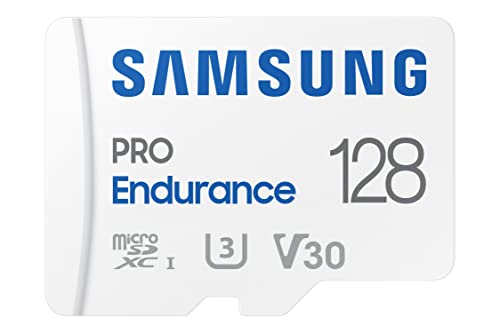 SAMSUNG PRO Endurance 128GB MicroSDXC Memory Card with Adapter for Dash Cam, Body Cam, and security camera – Class 10, U3, V30 (‎MB-MJ128KA/AM)