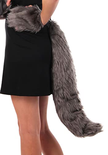 elope Wolf Plush Oversized Costume Tail for Adults and Kids Silver