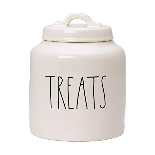 Rae Dunn Cat-Treat or Dog-Treat Jar, Ceramic Jar and Lid Set for Pet Treat or Food Storage, Cute Cookie Jar for Dog or Cat Treats