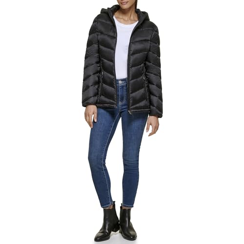 Calvin Klein Women's Light-Weight Hooded Puffer Jacket, Ebony