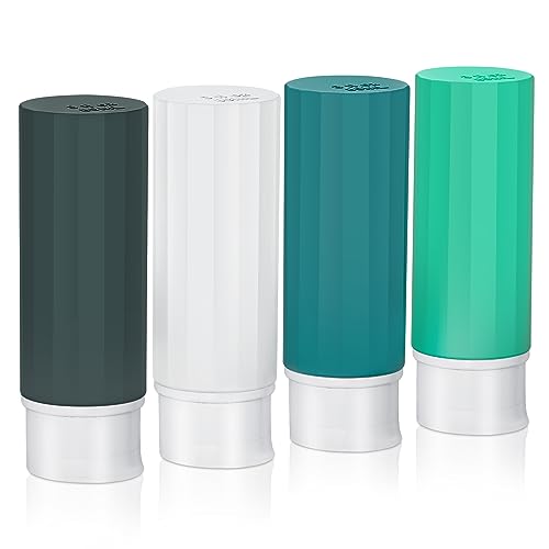 Yolaist Travel Bottles for Toiletries, 4 Pack TSA Approved Travel Size Bottles Leakproof Silicone Portable Refillable Travel Containers for Shampoo Conditioner Body Lotion Soap Liquids (3oz 89ml)