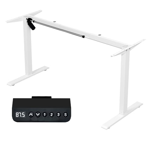 Panana Electric Standing Computer Desk Frame Height Adjustable, Single Motor Frame Workstation for Home Office, White