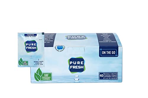 PureFresh Wipes: Flushable, individually wrapped wipes for travel. 40 on-the-go singles