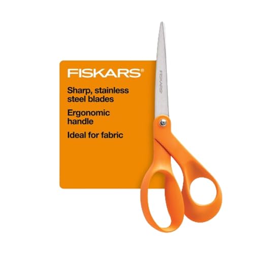 Fiskars Original Orange-Handled Scissors - Ergonomically Contoured - 8' Stainless Steel - Paper and Fabric Scissors for Office, Arts, and Crafts - Orange