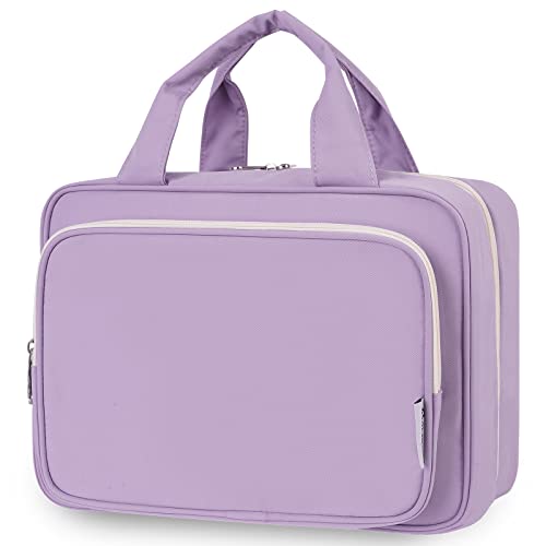 Travel Toiletry Bag for Women Large Hanging Makeup Bag Organizer Toiletries Bag for Full Size Essentials Accessories Cosmetics (Purple (Large))