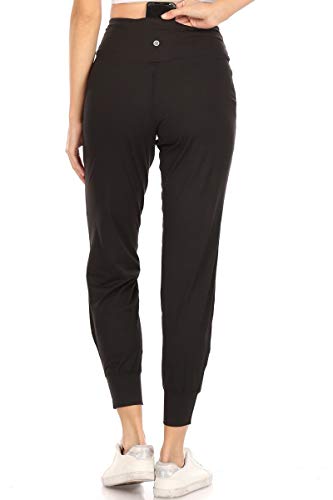 Leggings Depot Women's ActiveFlex Jogger Pants with Pockets (Full Length, Black, 1X)
