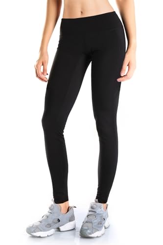 Yogipace Petite Women's Water Resistant Fleece Lined Thermal Tights Winter Running Leggings with Zippered Pocket,25',Black,Size M