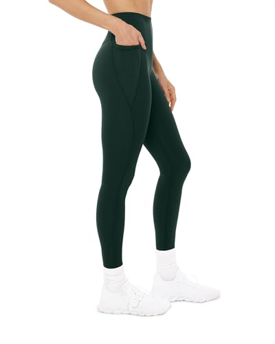 PAVOI ACTIVE HiPerform Collection | Women's Performance Workout High Waisted Butt Sculpting Leggings Full Length with Pockets | Medium, Moss, 25'