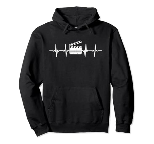 Clapperboard Heartbeat Funny EKG Filmmaker Film Lover Gift Pullover Hoodie