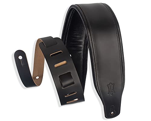 Levy's Leathers 3' Wide Amped Leather Series Guitar Strap with Foam Padding and Garment Leather Backing; Black (M26PD-BLK)